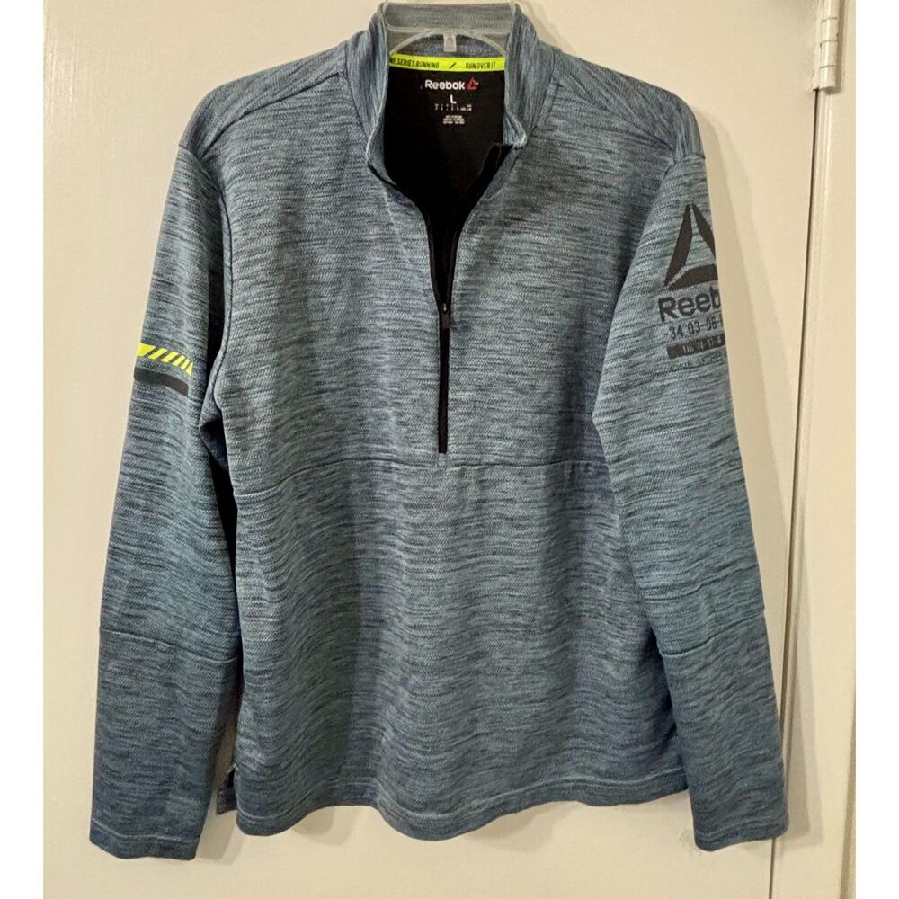 Reebok Mens Large "Run Over It..." Heather Gray Morocco Graphic Running Jacket